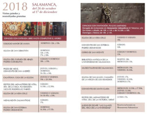 Horario Salamanca XI Las Llaves de la Ciudad Octubre noviembre diciembre 2018