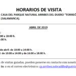 Horarios de abril (2019) para el Torreón de Sobradillo.