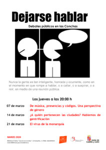 Casa de las Conchas Dejarse hablar: Debates públicos en las Conchas Salamanca Marzo 2024