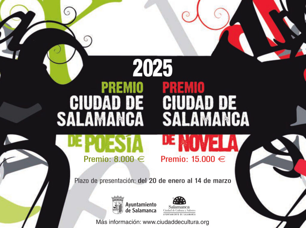 El Ayuntamiento convoca los Premios Ciudad de Salamanca de Poesía y de Novela 2025